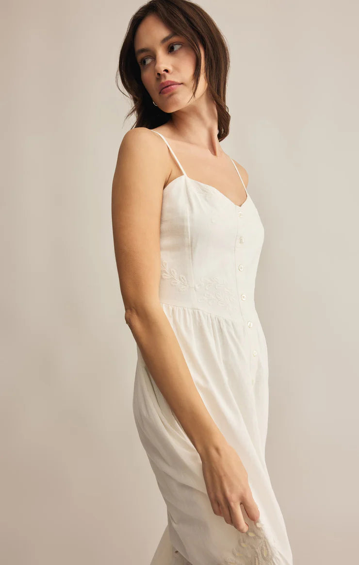 CITADELLE EMBROIDERED LINEN MAXI DRESS