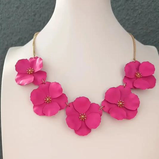 Bouquet Flower Necklace-Pink