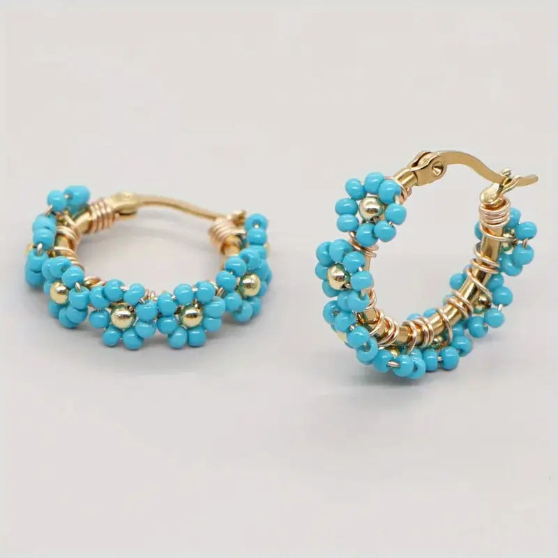 Daisy May Hoop Earrings-Blue