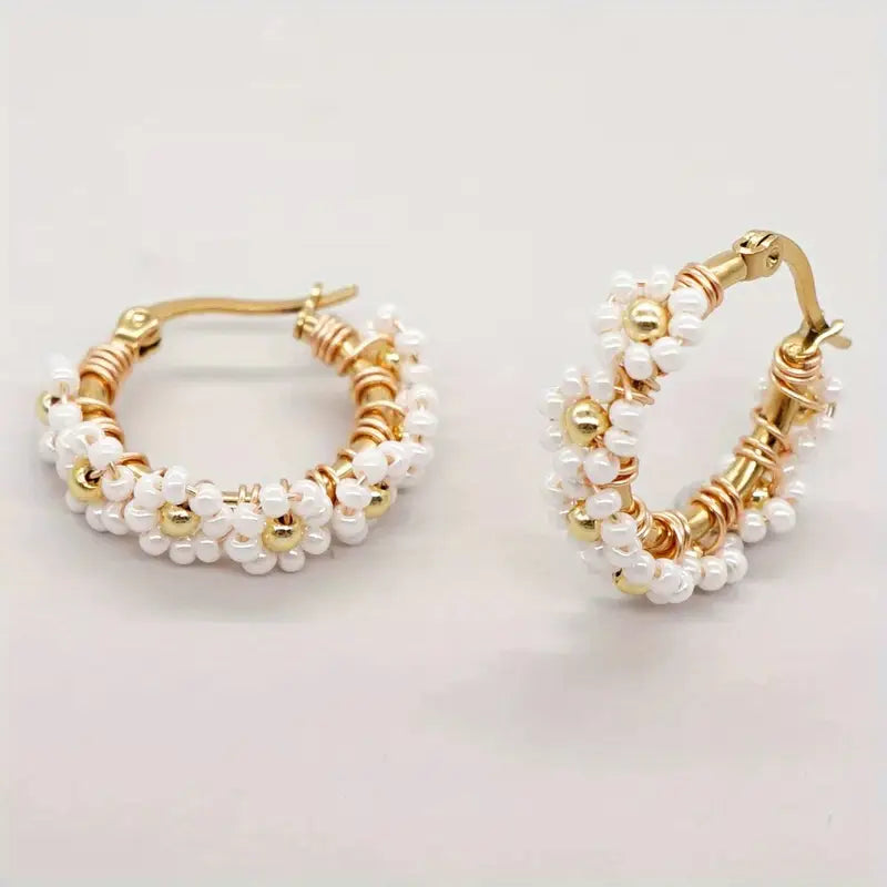 Daisy May Hoop Earrings-White