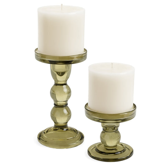 GREEN CANDLE HOLDER GLASS BUBBLE BASE-SMALL