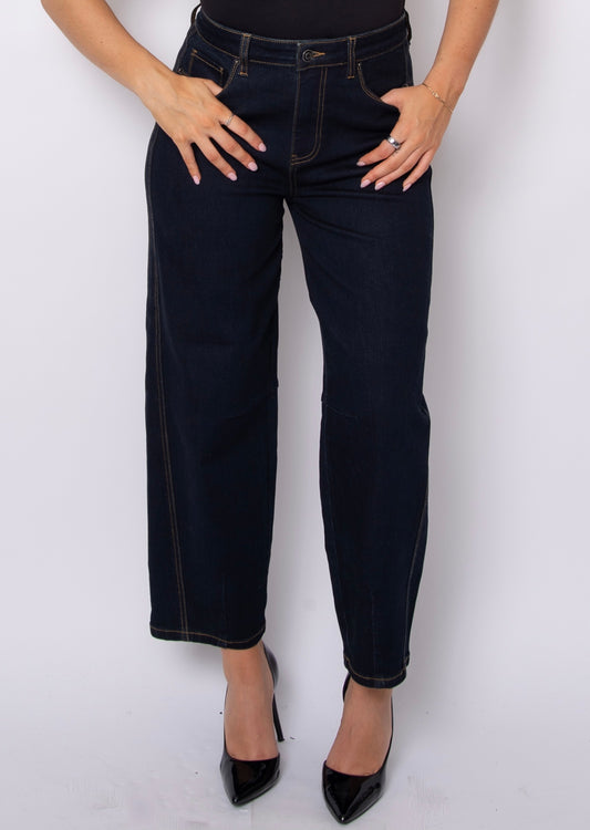 Barni Barrel Jeans-Dark Denim