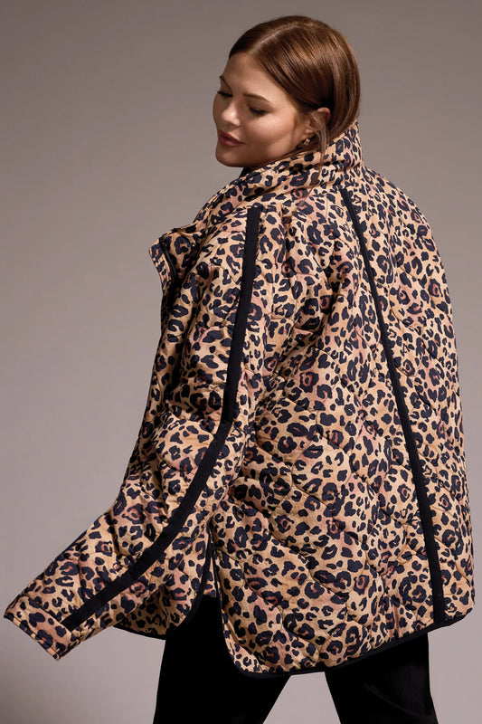 LIGHTWEIGHT DROP SHOULDER QUILTED PUFFER-ANIMAL PRINT