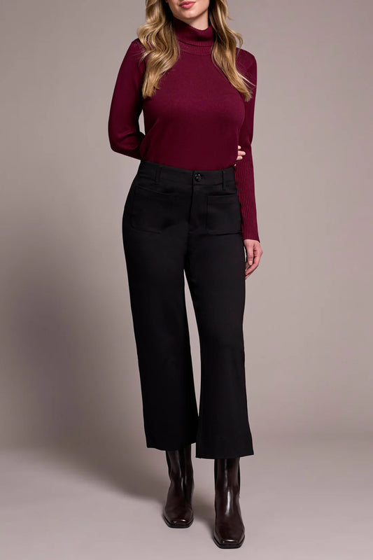 TRIBAL HIGH RISE STRETCHY CAPRI-BLACK