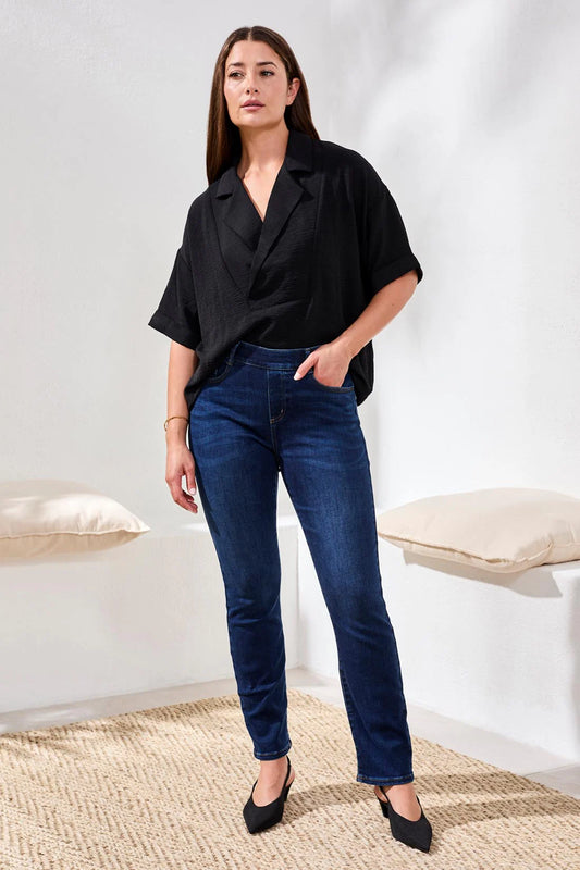 SOPHIA CURVY BOUNDLESS STRETCH DENIM PULL-ON SLIM CROP JEANS-DARK NIGHT