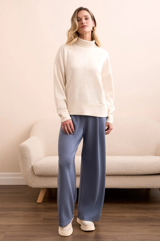TECHNO LUX DROP SHOULDER FUNNEL NECK KNIT TOP-FROSTGREY