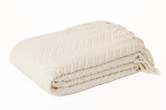 EMY IVORY CHEVRON CHENILLE THROW