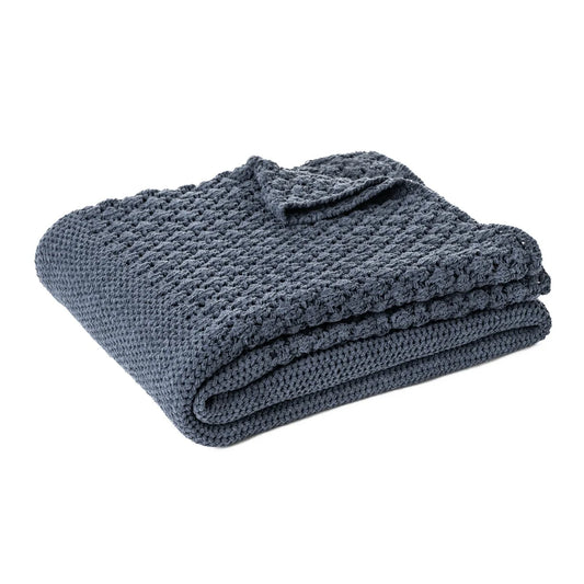 BASKET CHENILLE THROW-BLUE