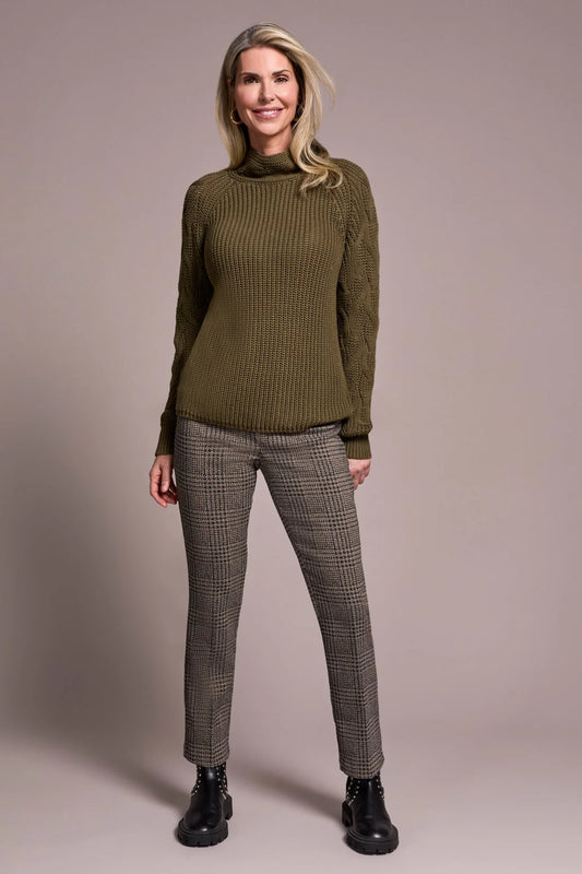 CABLE KNIT MOCK NECK SWEATER-IVY