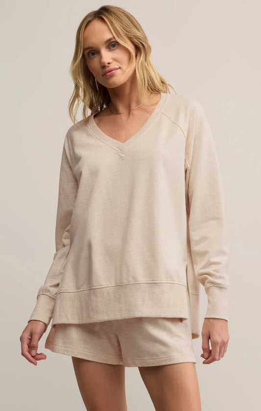 MODERN V-NECK WEEKENDER-LIGHT OATMEAL