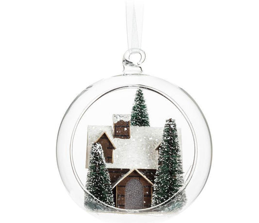 Cabin & Trees Dome Ornament
