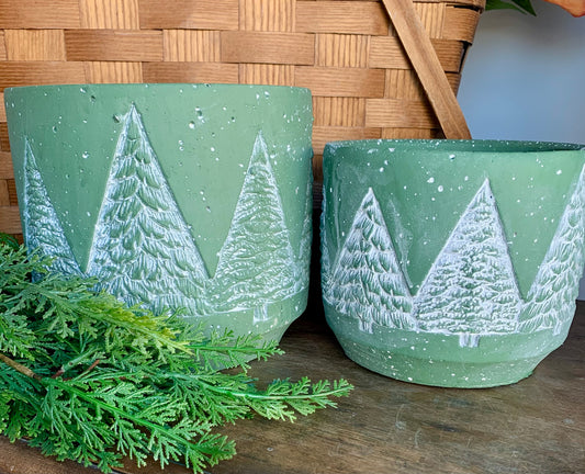 Planter w/ Snowy Trees-Large