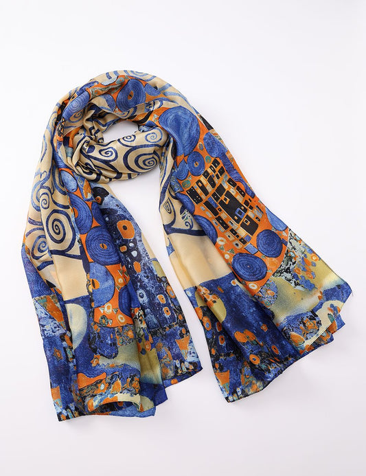 Scarf-Blue~Orange Tree