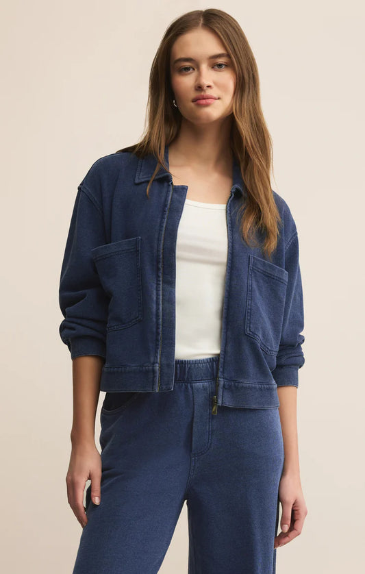 HERITAGE KNIT DENIM JACKET-INDIGO