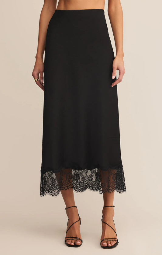 Cinder Lace Midi Skirt-Black
