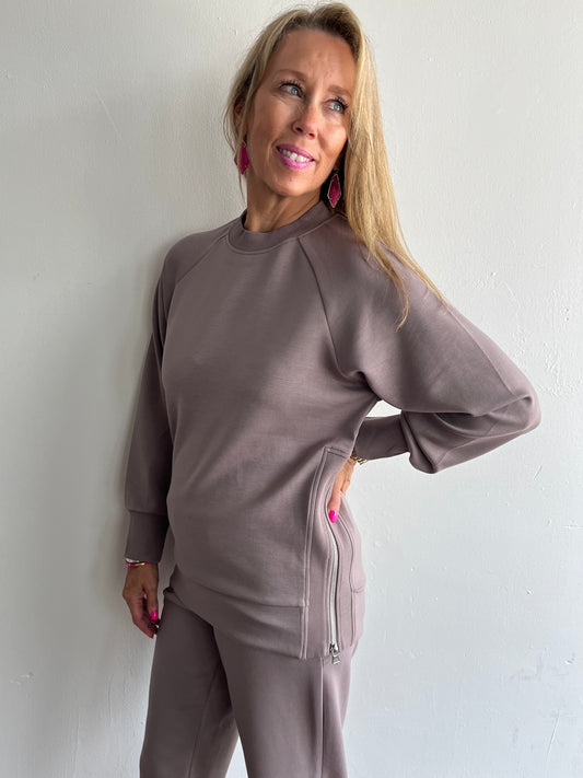 Penela Scuba Pullover/Side Zipper-Fog