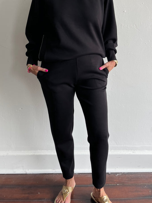 Julina Scuba Tapered Pant-Black
