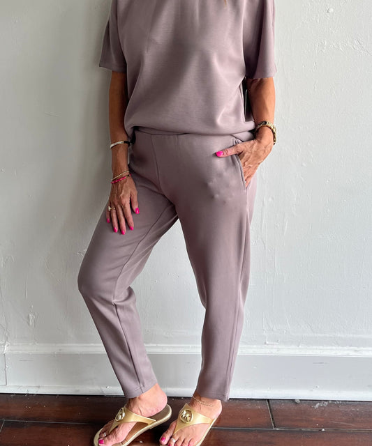 Julina Scuba Tapered Pant-Fog