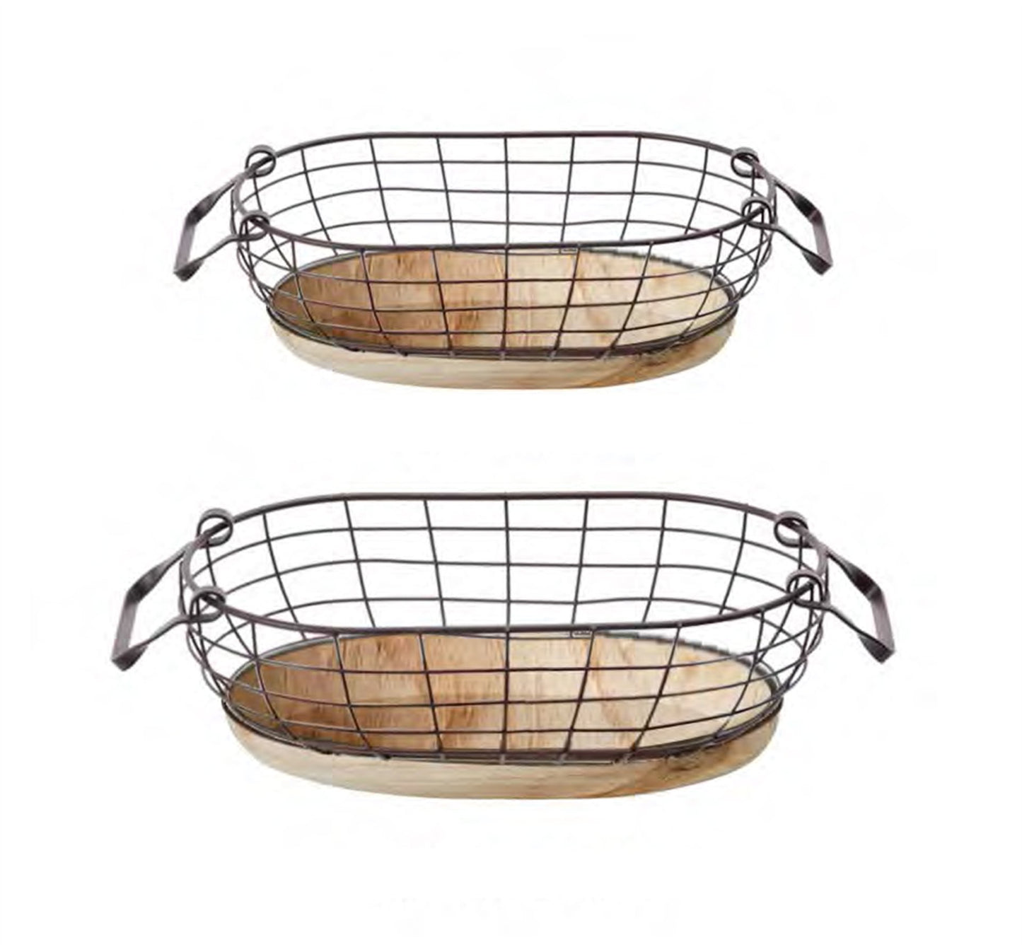 Metal and Wood Base Baskets
