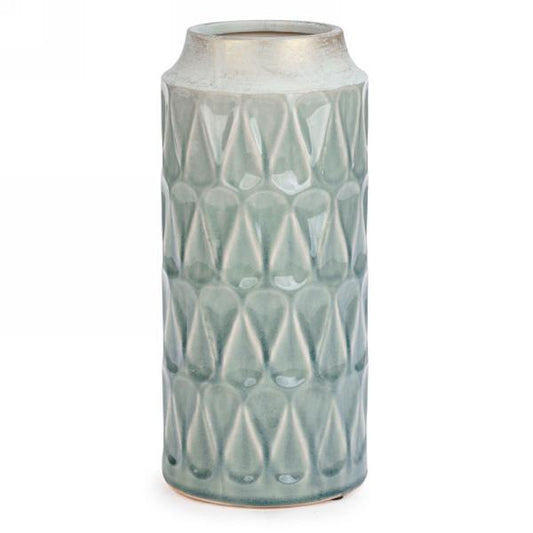 Ceramic vase - aqua textured motif