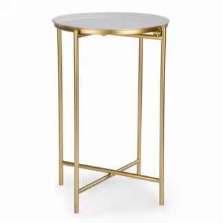 Folding table removable platter gold/wht